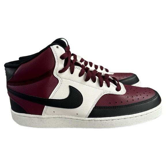 Nike Other - NIKE COURT VISION MID Next Nature Dark Maroon White Black Sneakers, SZ 10.5.